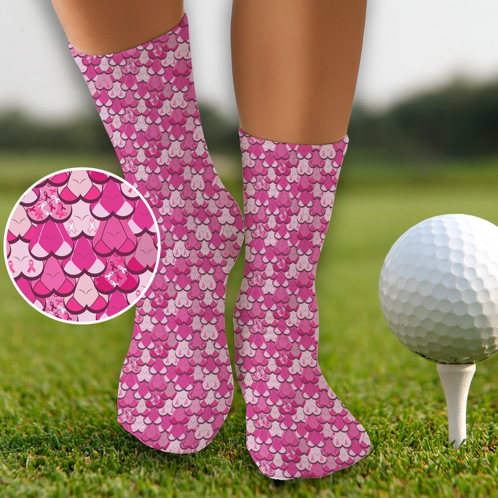 Blisscorners Funny Pink Golf Socks, Golf Socks For Men, Golf Socks For Women, Christmas Golf GiftLM2611