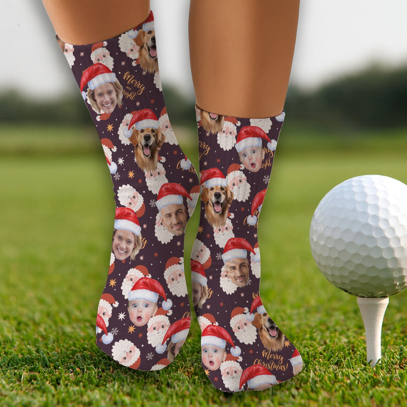 Blisscorners Custom Face Merry Christmas Santa Golf Socks, Christmas Golf Gift, Custom Golf AccessoriesLM2611