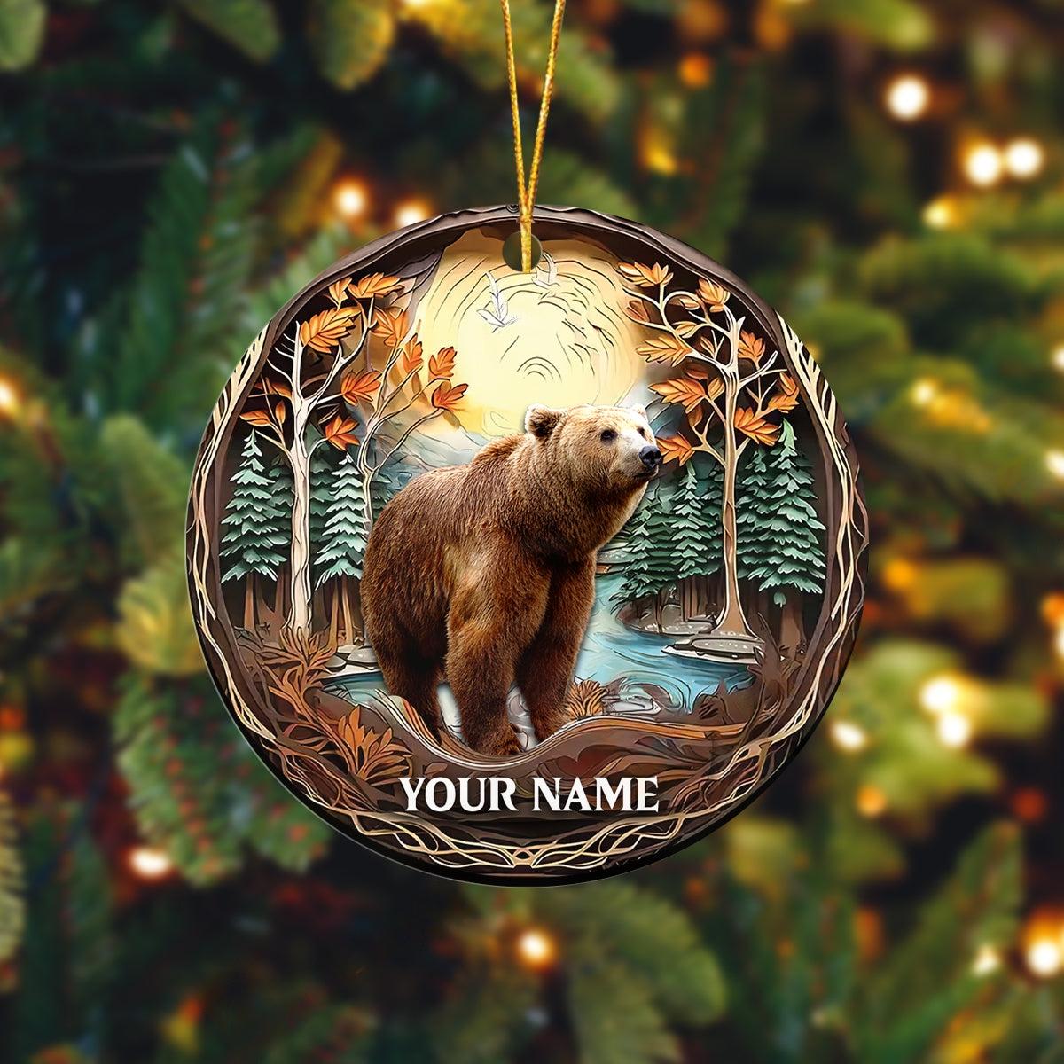 Blisscorners Bear Hunting Customized Name Acrylic Orrnament