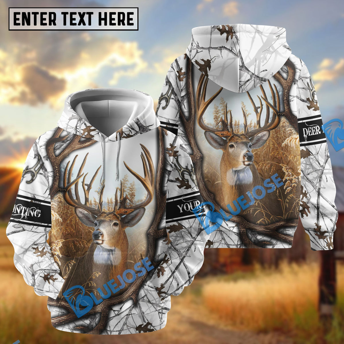 Blisscorners Personalized Name Deer Hunting White 3D Shirts