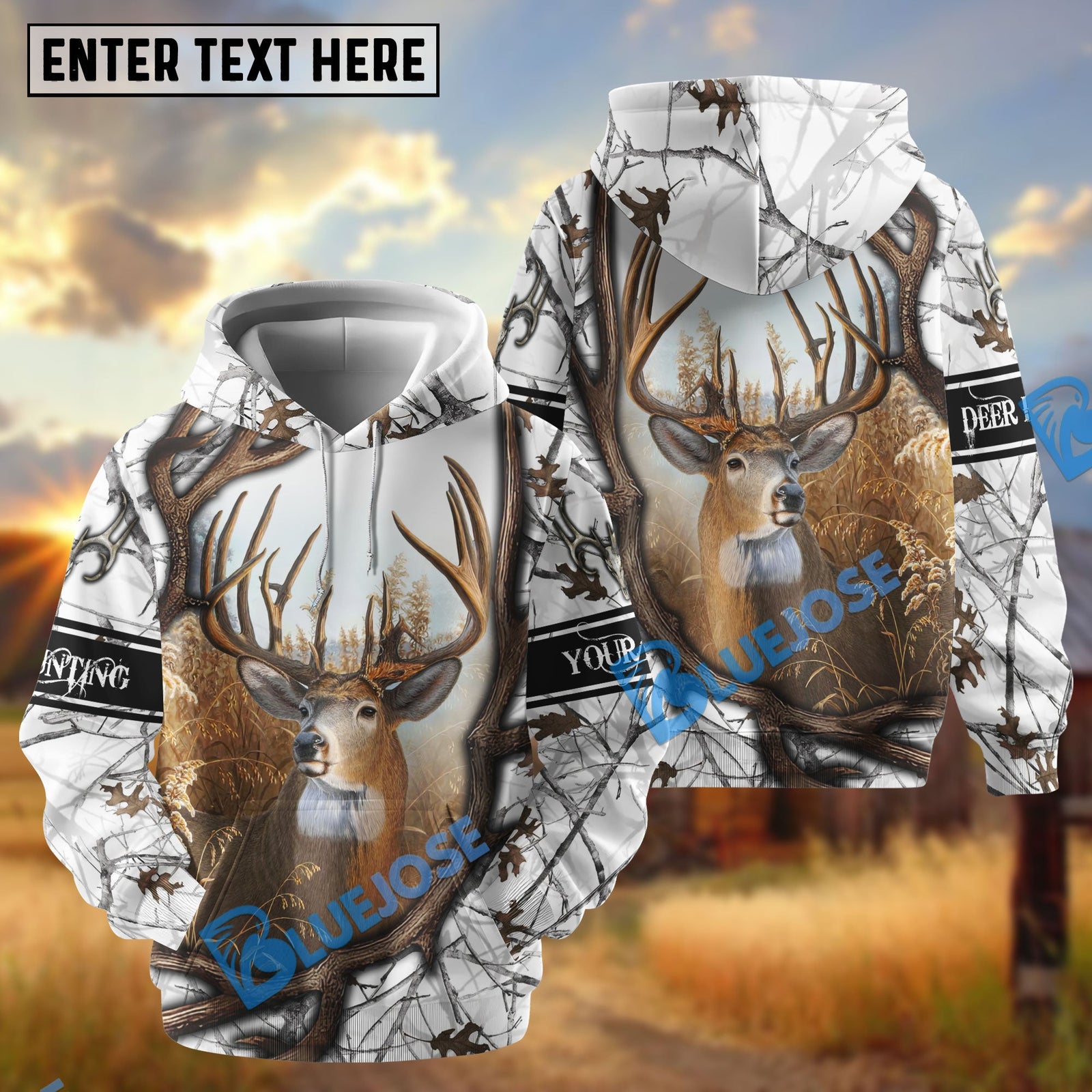 Blisscorners Personalized Name Deer Hunting White 3D Shirts