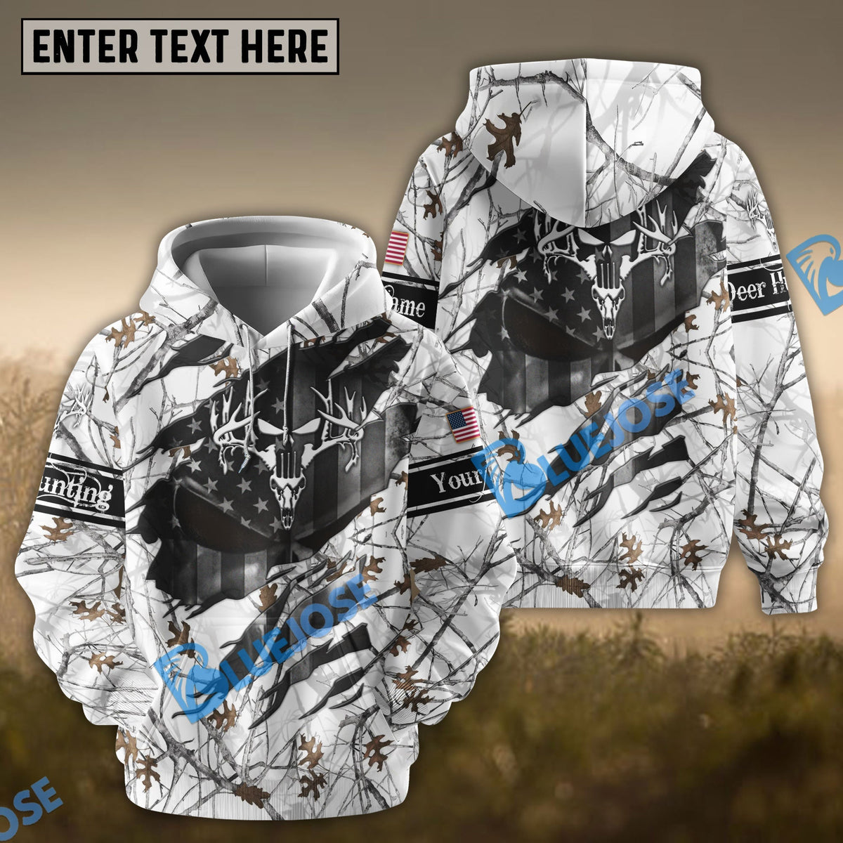 Fest of Armistice Skull Hunting Hoodie &amp; Zip Hoodie Multicolored Camo Personalized