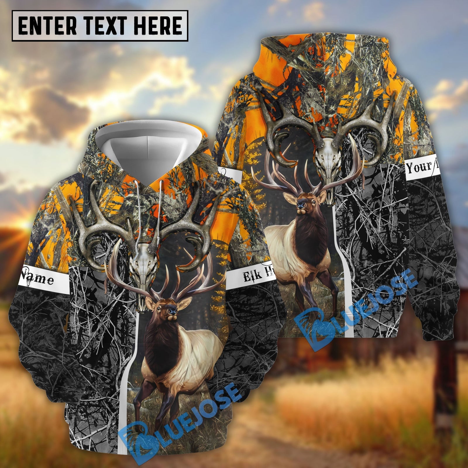 Blisscorners Beautiful Elk Hunting Camo Personalized 3D Hoodie For Hunting Lover