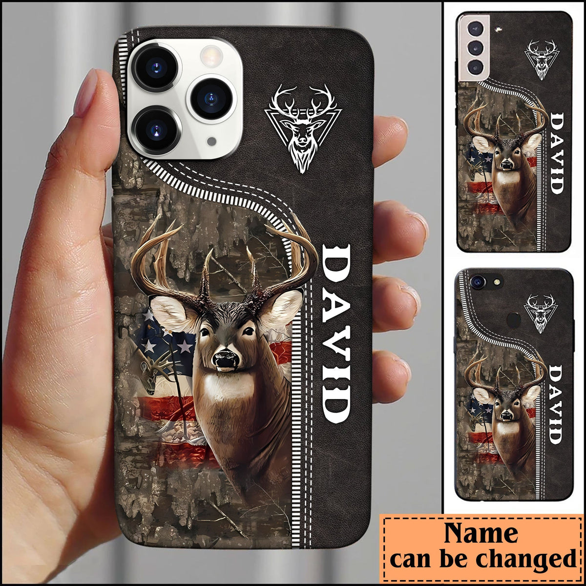 Blisscorners Zipper Deer Hunting Camo Pattern Personalized Name Phone Case LM0912