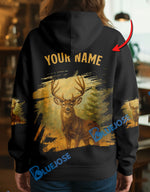 Blisscorners Black Deer Hunter Personalized Name Hoodie For Hunting Lover