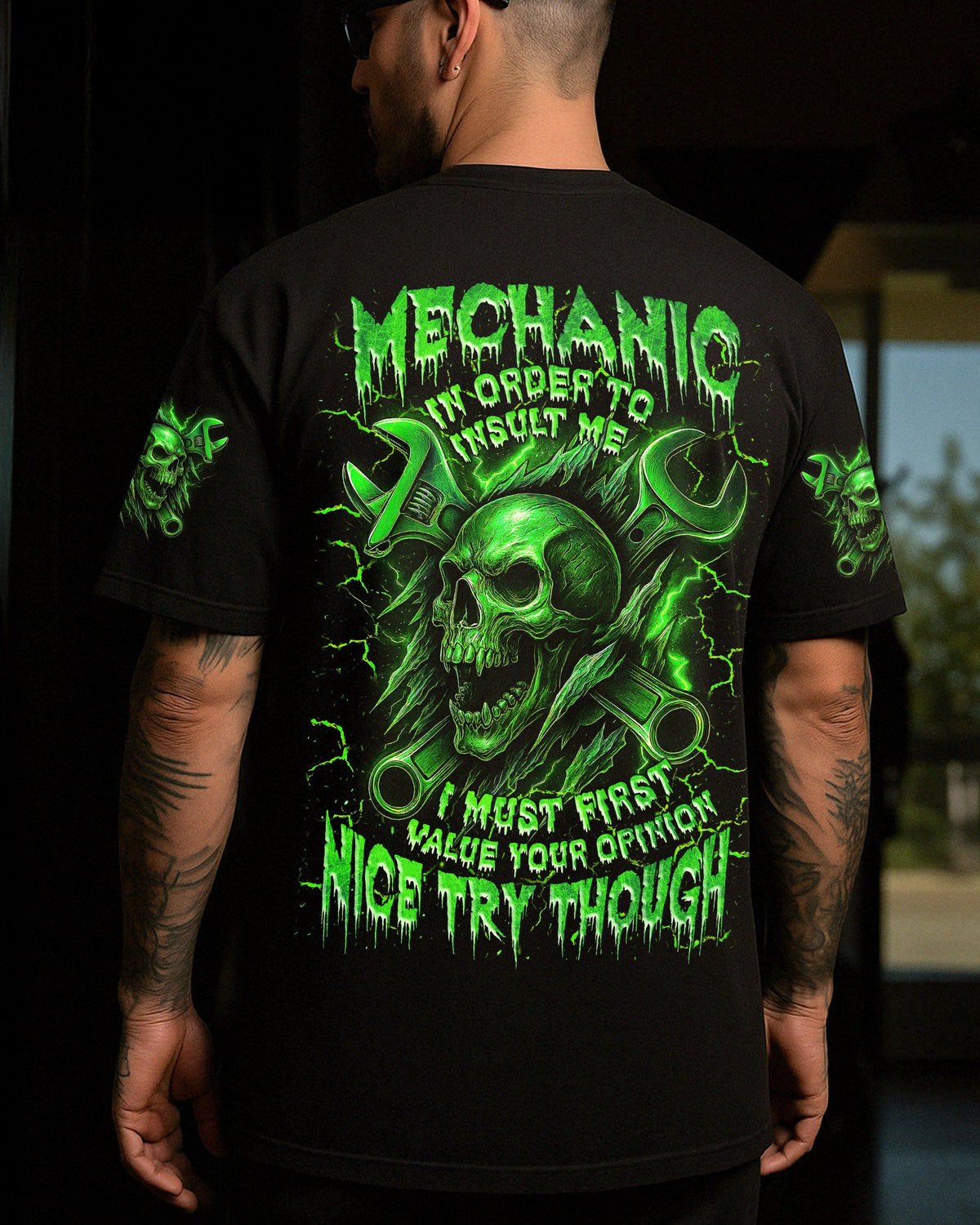 BLISSCORNERS MECHANIC IN ORDER TO INSULT ME SKULL ALL OVER PRINT