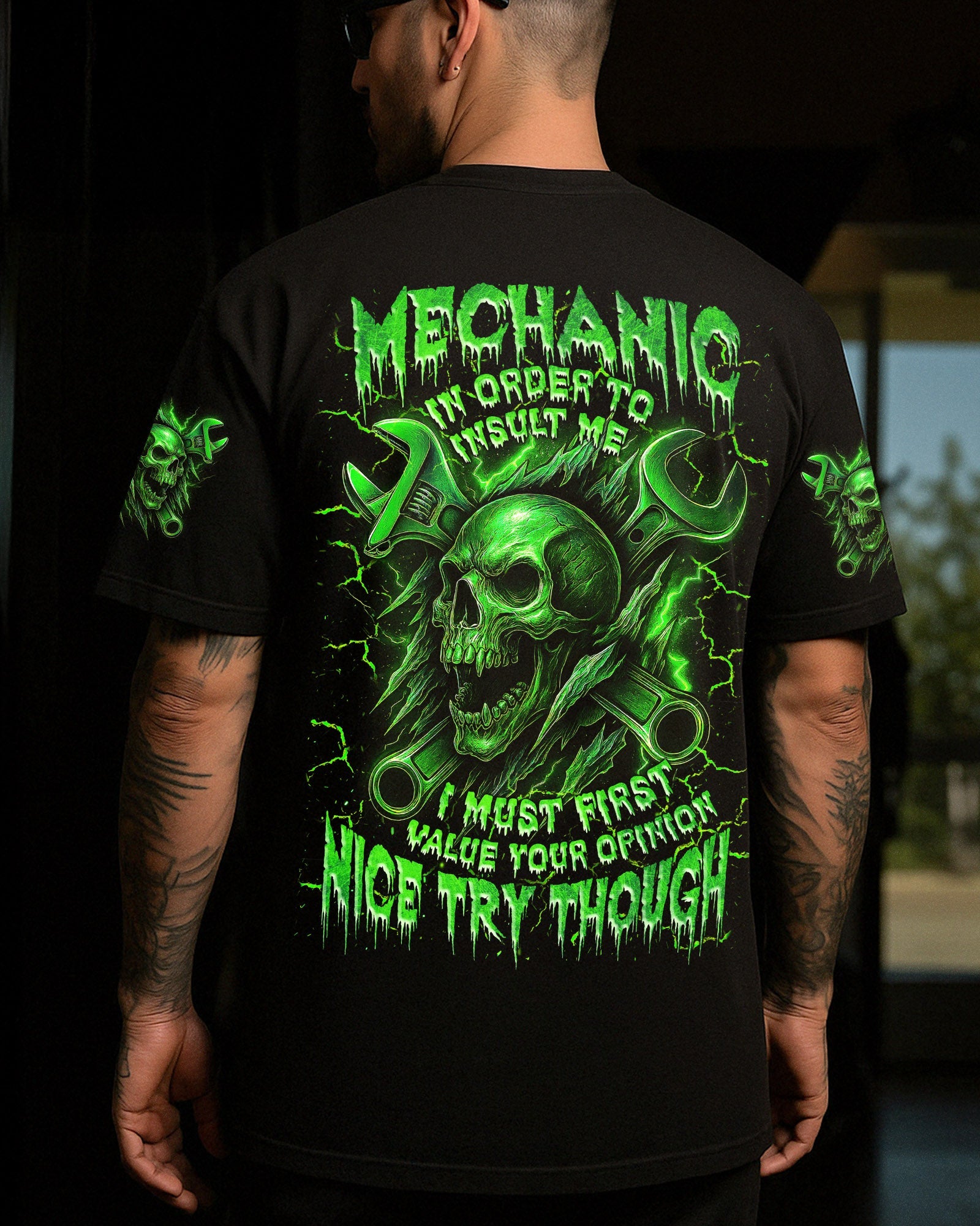 BLISSCORNERS MECHANIC IN ORDER TO INSULT ME SKULL ALL OVER PRINT