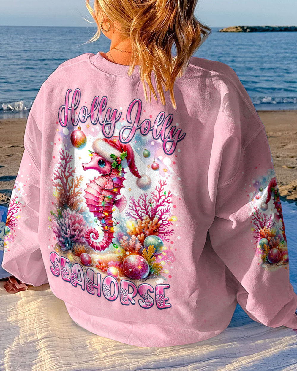 BLISSCORNERS HOLLY JOLLY SEAHORSE CHRISTMAS ALL OVER PRINT