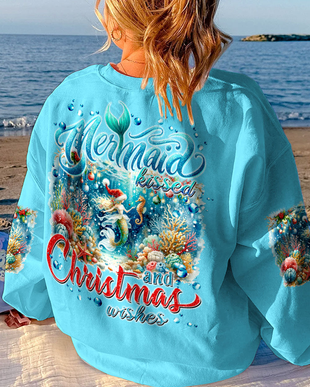 BLISSCORNERS MERMAID KISSES AND CHRISTMAS WISHES ALL OVER PRINT