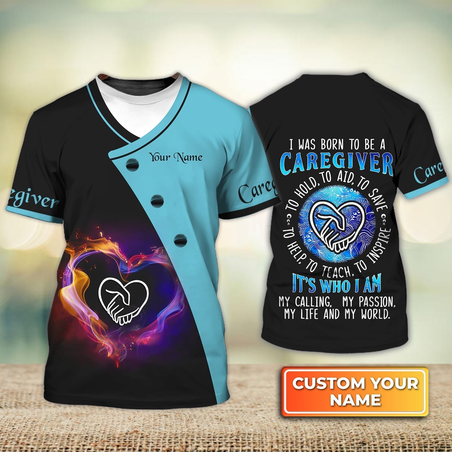 Blisscorners Custom Caregiver Nurse Shirts Home Care Caregiver Uniform Galaxy Heart Gift For Nurse Caregiver