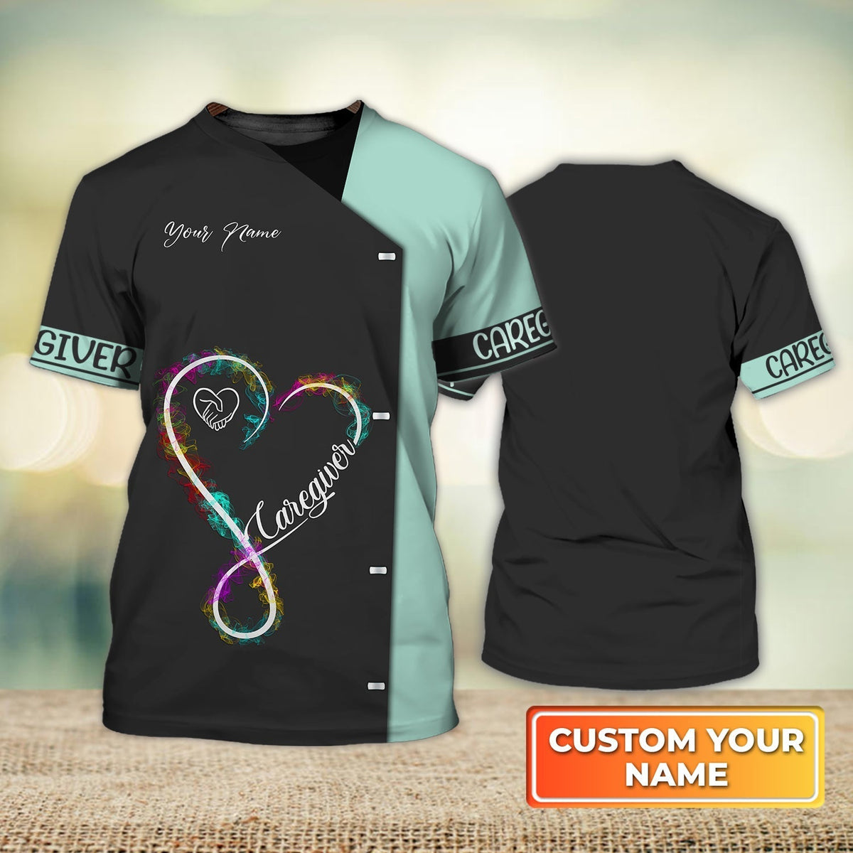 Blisscorners Personalized Caregiver Shirts Home Care Caregiver Uniform Heart