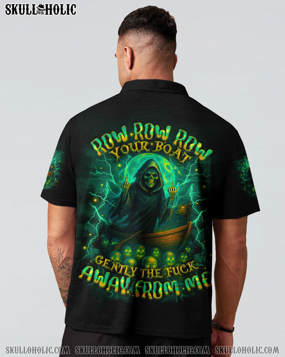 BLISSCORNERS ROW ROW ROW YOUR BOAT REAPER SKULL ALL OVER PRINT