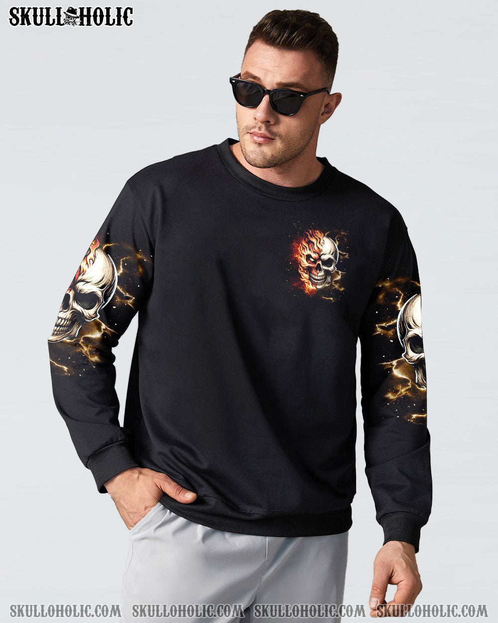 BLISSCORNERS DON'T TRY TO FIGURE ME OUT FIRE HALF SKULL ALL OVER PRINT