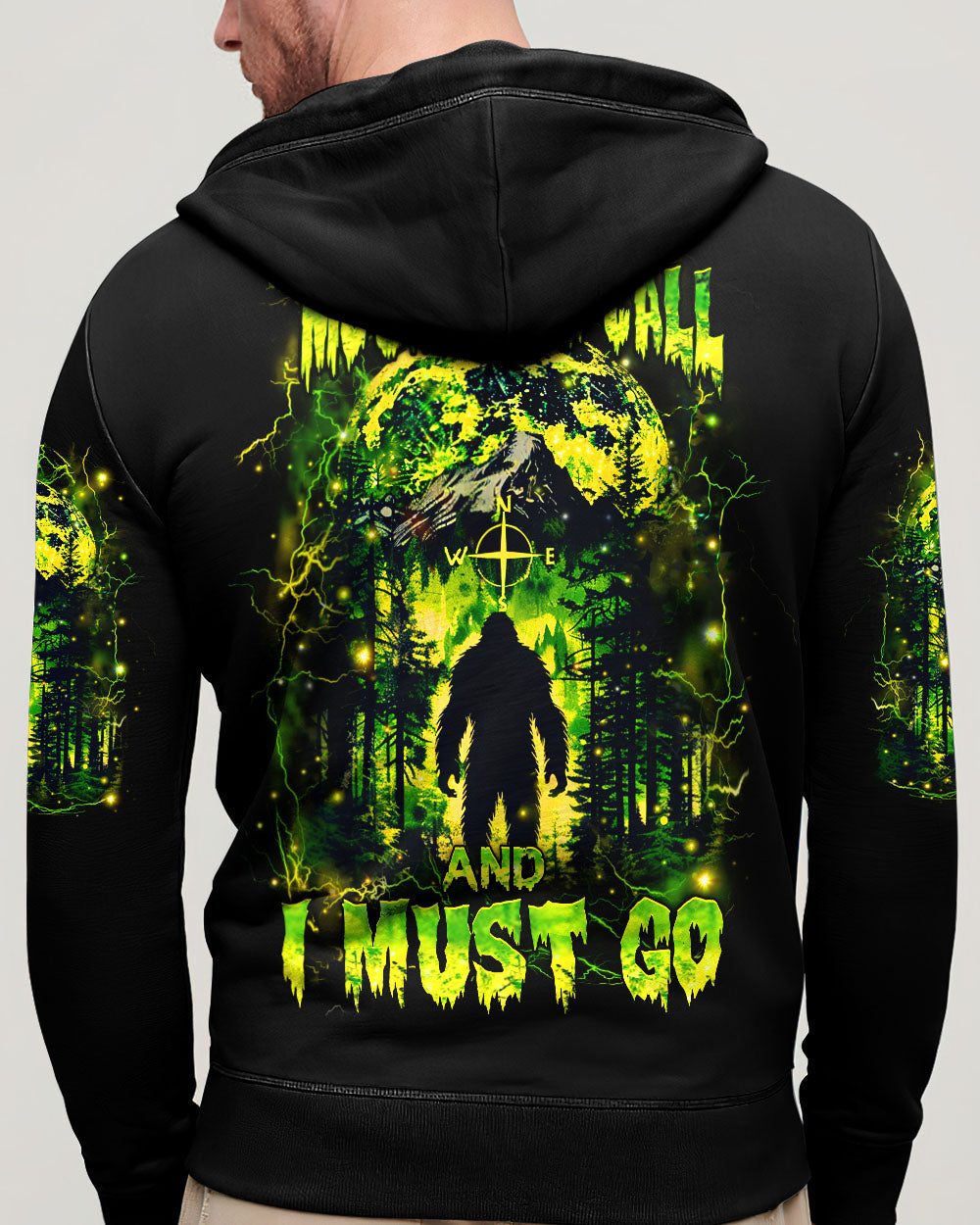 BLISSCORNERS THE MOUNTAINS CALL AND I MUST GO BIGFOOT ALL OVER PRINT