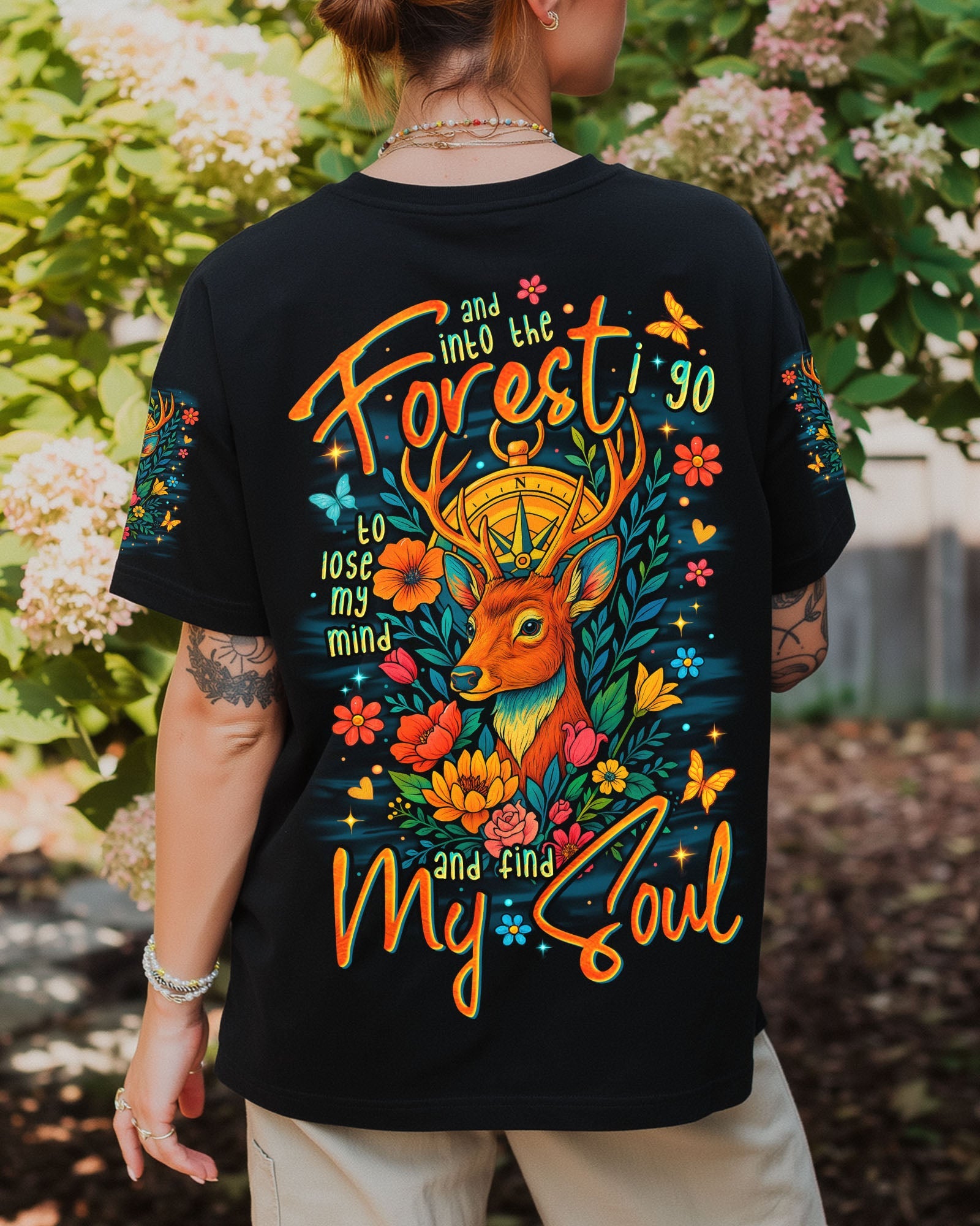BLISSCORNERS AND INTO THE FOREST I GO DEER ALL OVER PRINT