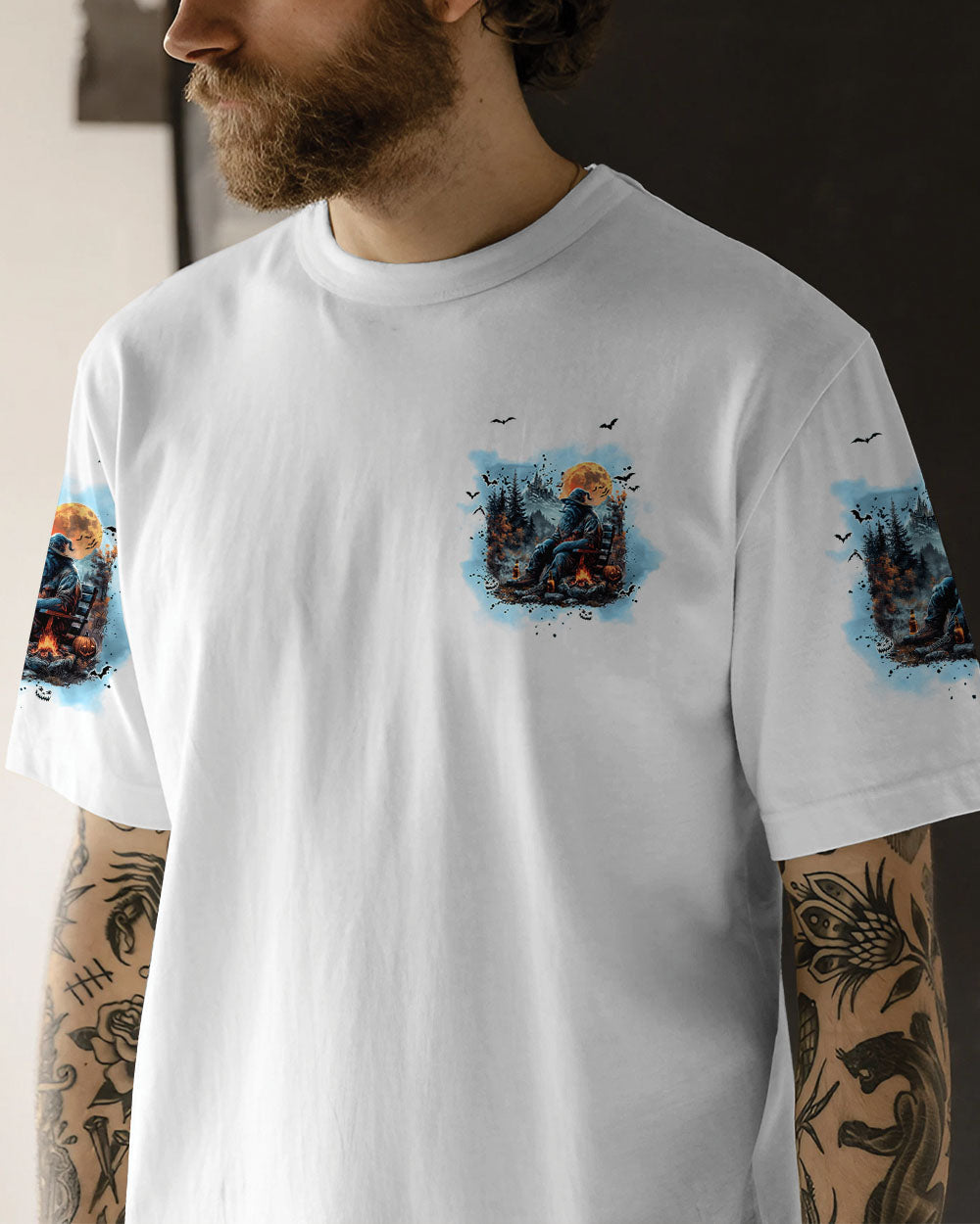 BLISSCORNERS BORN TO EXPLORE DESTINED TO BE WILD BIGFOOT HALLOWEEN ALL OVER PRINT