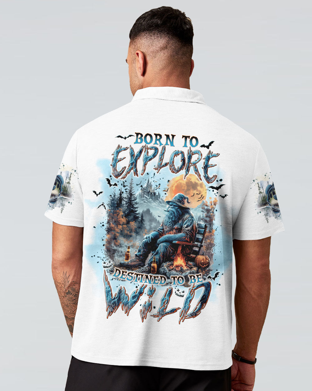 BLISSCORNERS BORN TO EXPLORE DESTINED TO BE WILD BIGFOOT HALLOWEEN ALL OVER PRINT