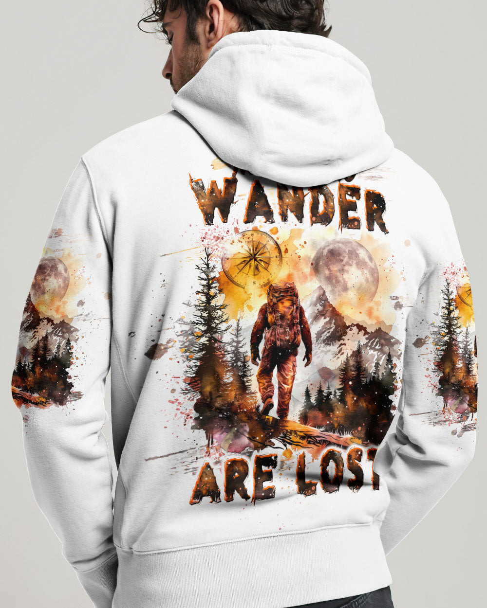 BLISSCORNERS NOT ALL WHO WANDER ARE LOST BIGFOOT COMPASS ALL OVER PRINT