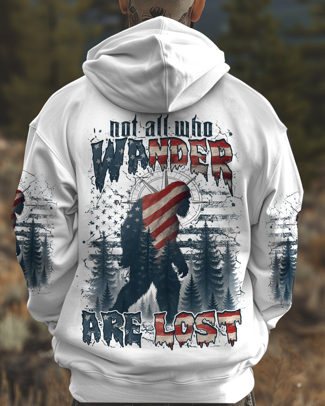 BLISSCORNERS NOT ALL WHO WANDER ARE LOST BIGFOOT ALL OVER PRINT
