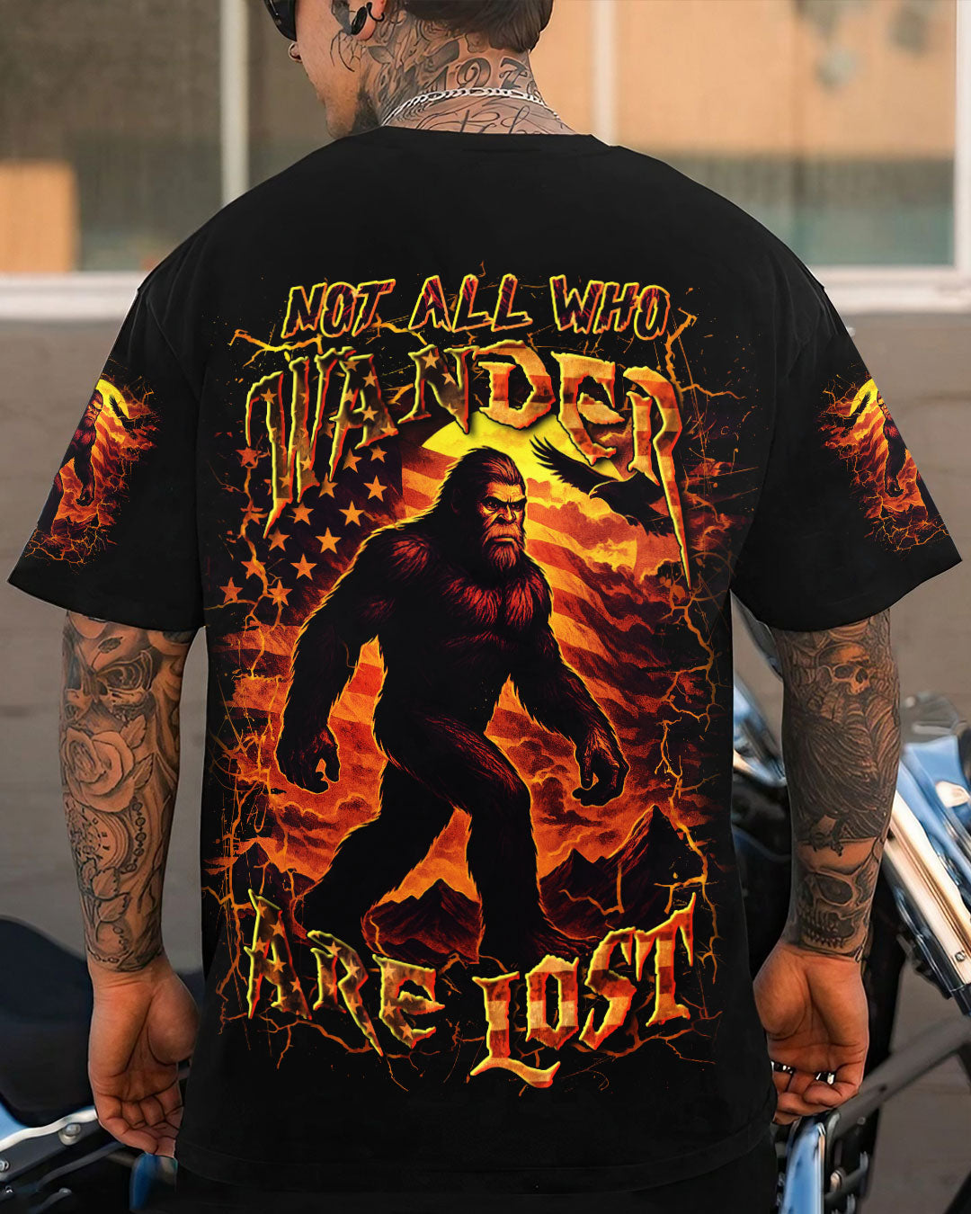 BLISSCORNERS NOT ALL WHO WANDER ARE LOST BIGFOOT ALL OVER PRINT