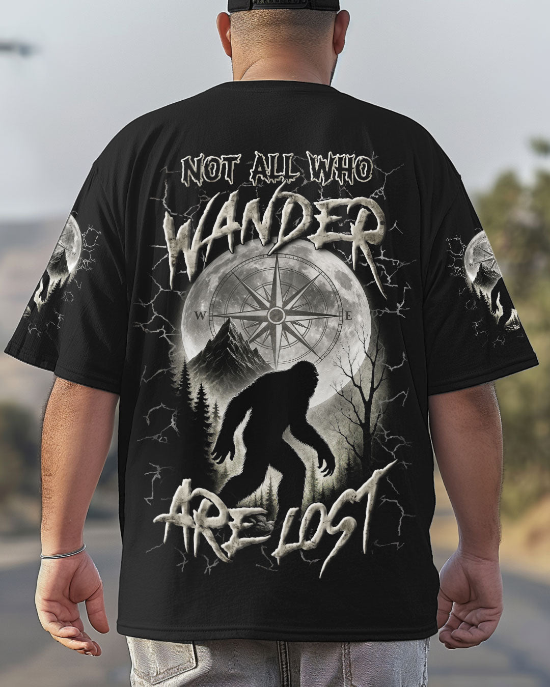 BLISSCORNERS NOT ALL WHO WANDER ARE LOST BIGFOOT ALL OVER PRINT