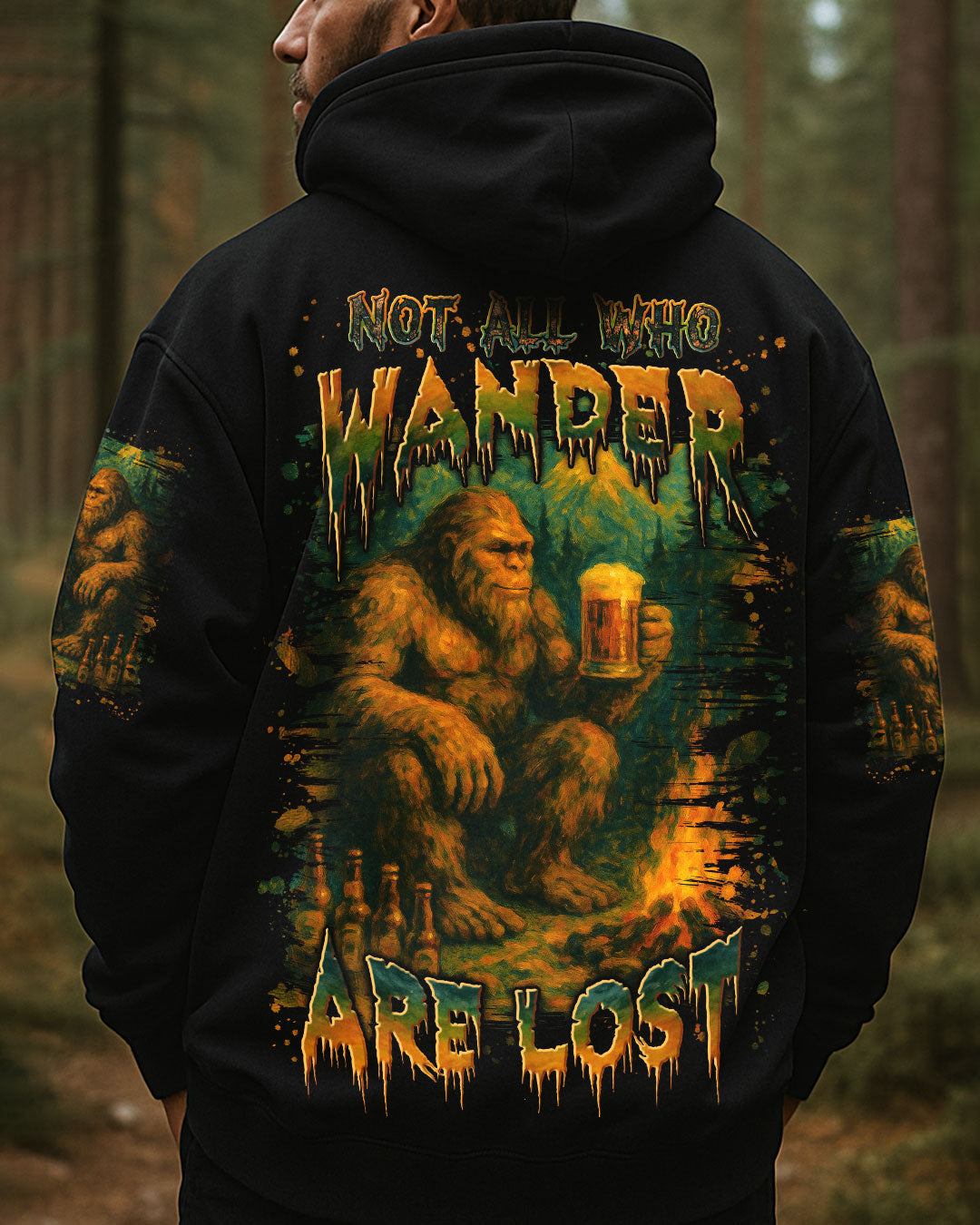 BLISSCORNERS NOT ALL WHO WANDER ARE LOST BIGFOOT COMPASS ALL OVER PRINT