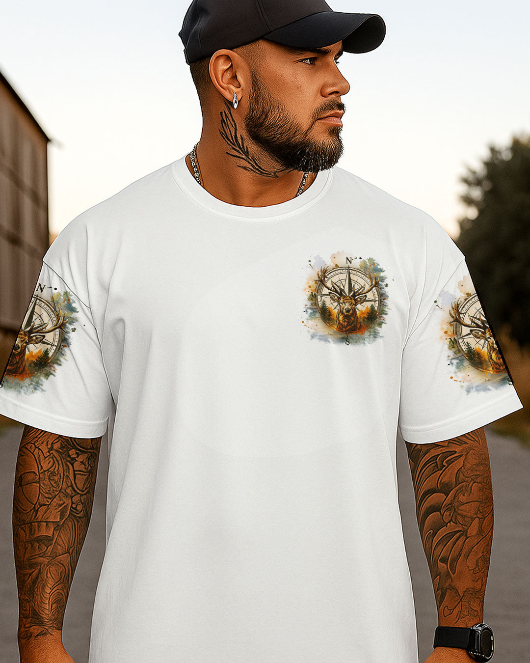 BLISSCORNERS NOT ALL WHO WANDER ARE LOST DEER COMPASS ALL OVER PRINT