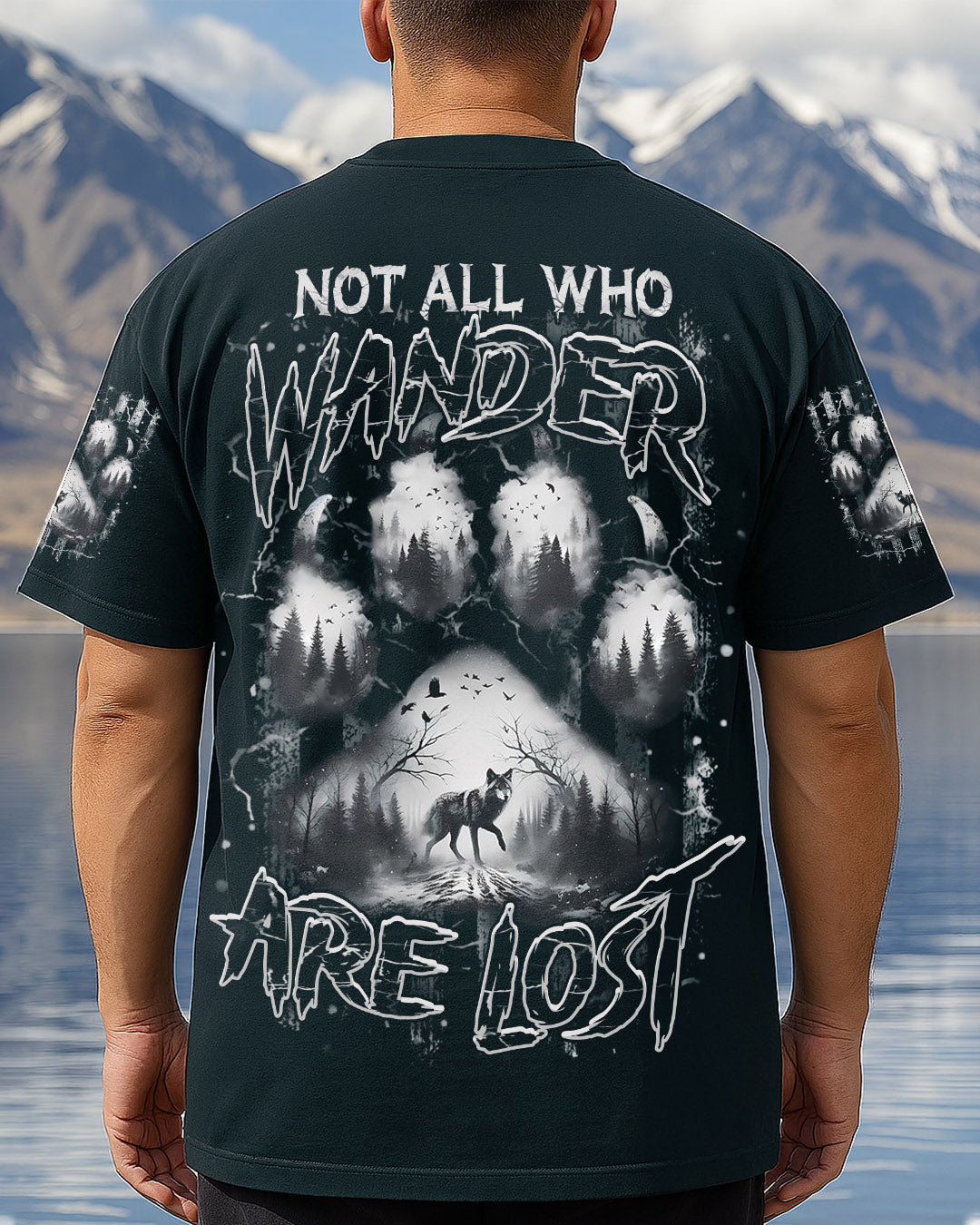 BLISSCORNERS NOT ALL WHO WANDER ARE LOST WOLF ALL OVER PRINT