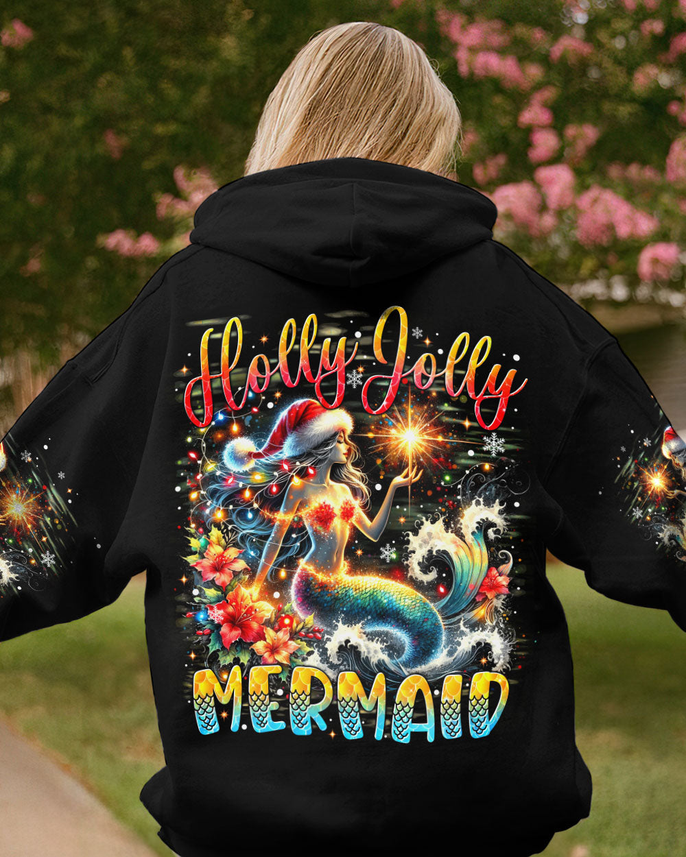 BLISSCORNERS HOLLY JOLLY MERMAID CHRISTMAS ALL OVER PRINT