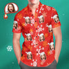 (Photo Inserted) Blisscorners Christmas Gift Custom Face Christmas Snowflake Men's Hawaiian Shirt Print Your Own Personalised Shirt for Him