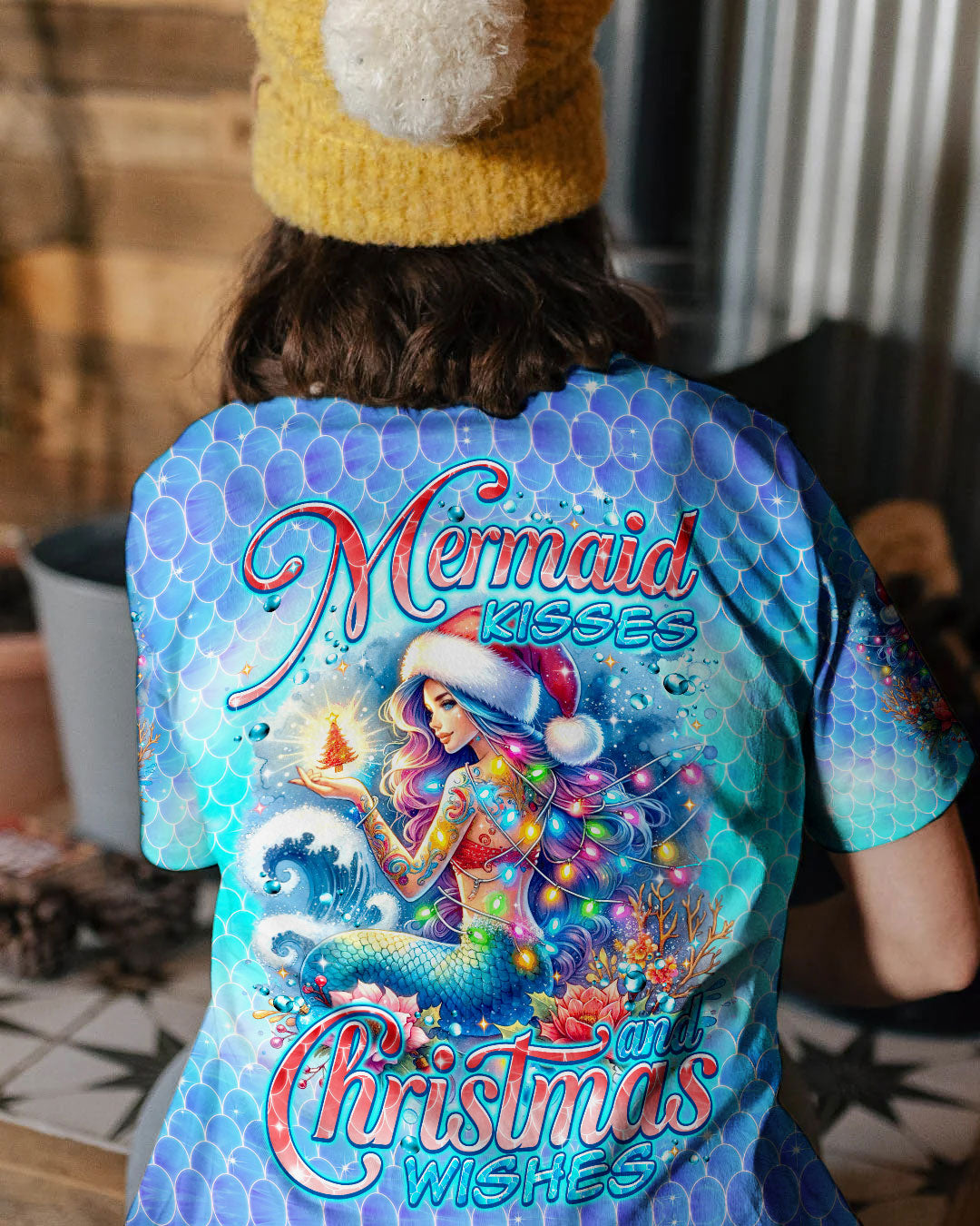 BLISSCORNERS MERMAID KISSES AND CHRISTMAS WISHES ALL OVER PRINT