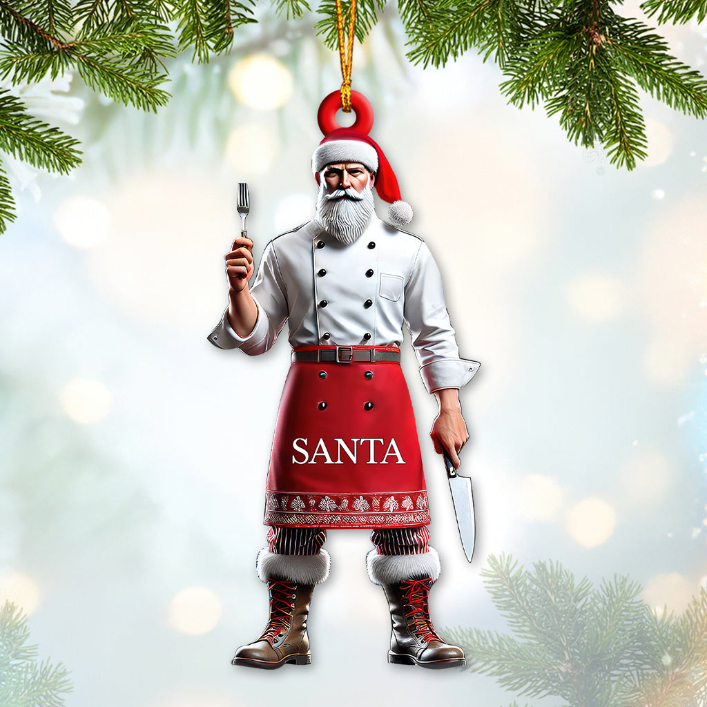 Blisscorners Custom Name Chef Santa Ornament, Christmas Gift for Cooking Lover2D Flat LM2111
