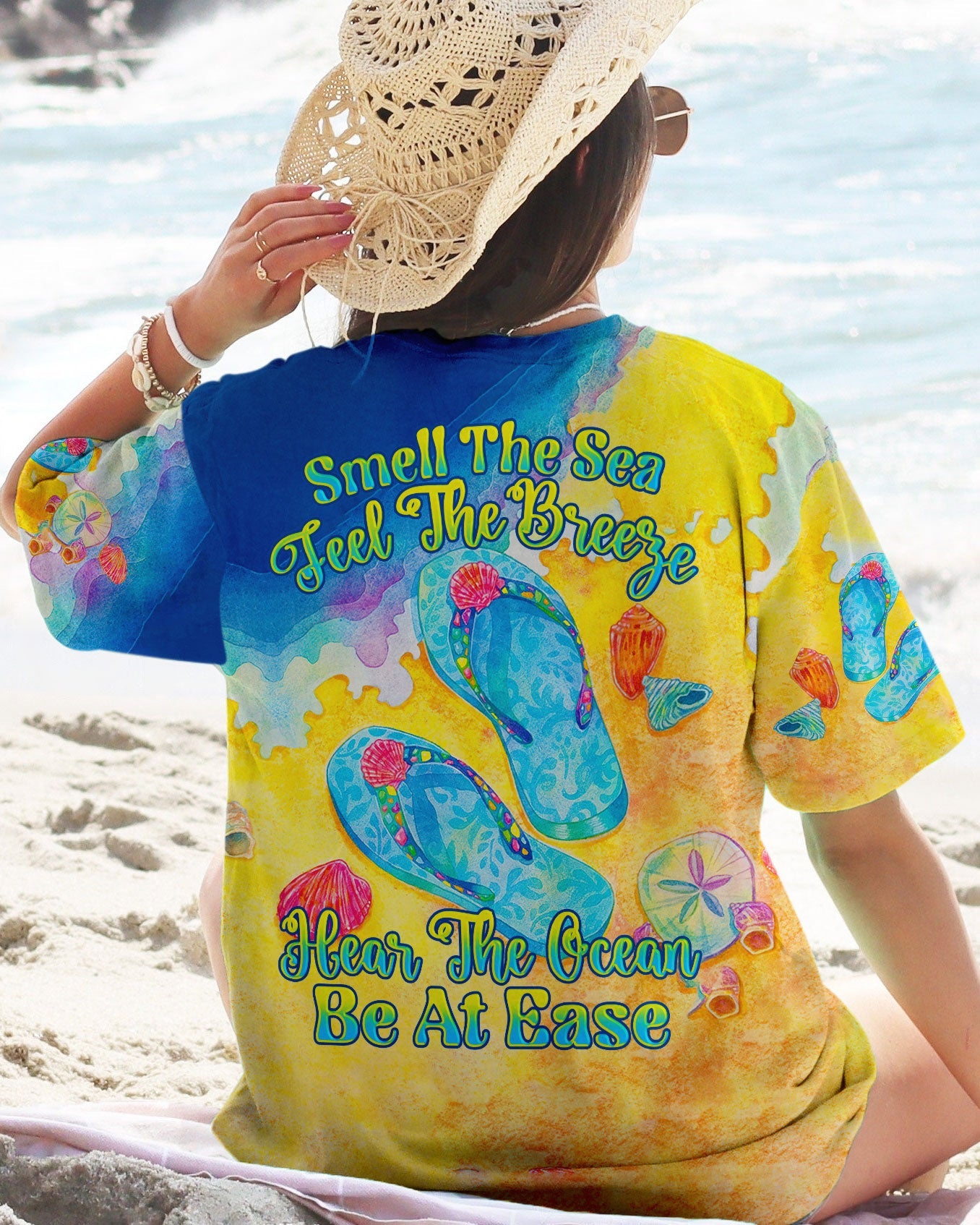 BLISSCORNERS SMELL THE SEA FEEL THE BREEZE FLIP FLOPS ALL OVER PRINT