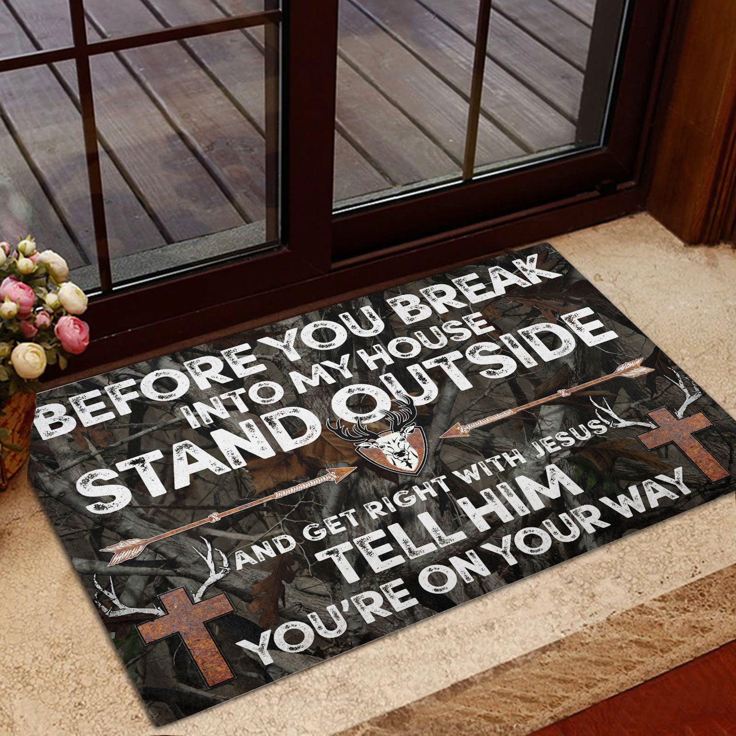 Blisscorners Hunting Rubber Doormat, Hunting Before you break into my house stand outside Welcome Doormat, Indoor Outdoor Door Mat, Home Decor
 LM1611
