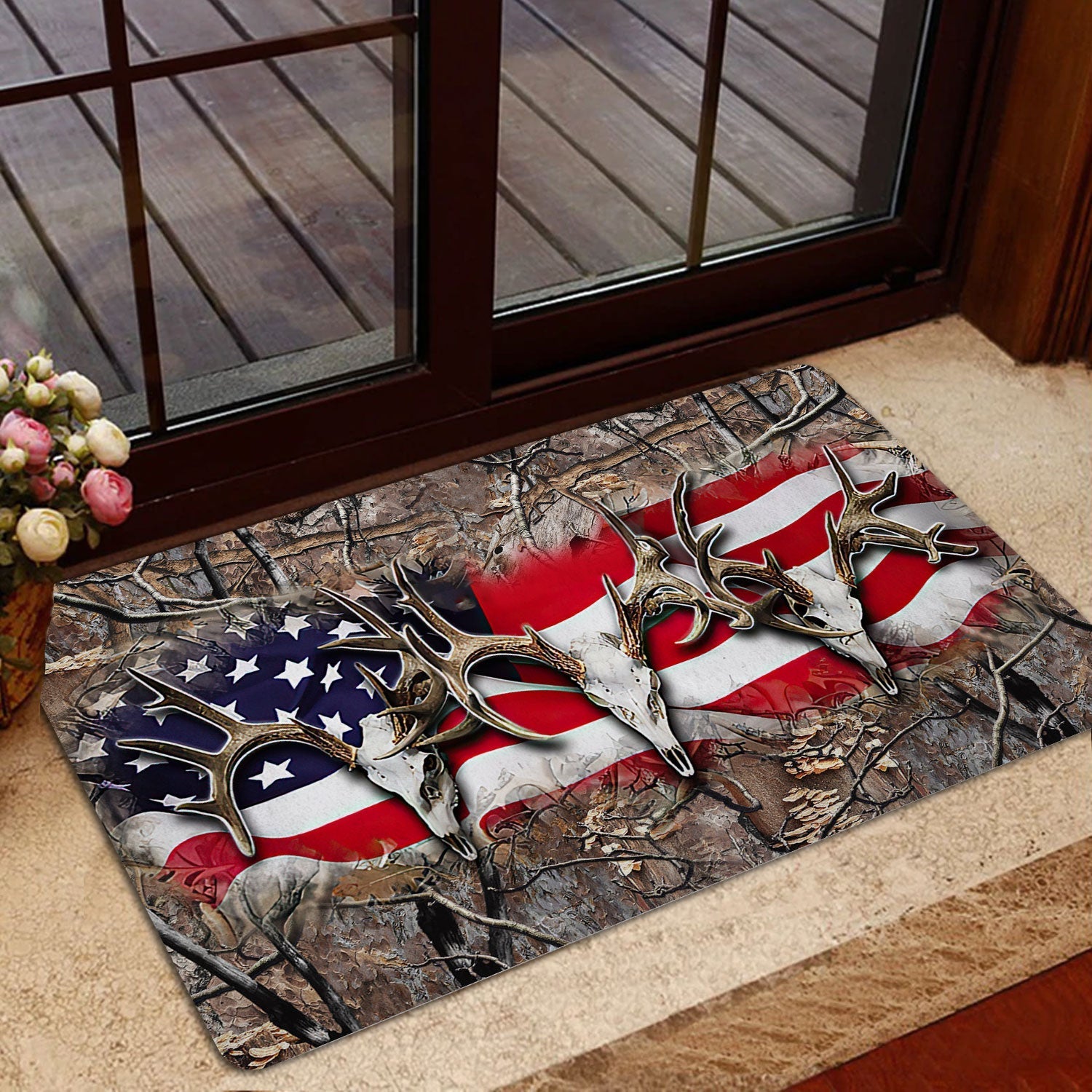 Blisscorners Hunting Rubber Doormat, Hunting Deer Skull Deer American Welcome Doormat, Indoor Outdoor Door Mat, Home Decor

 LM1611