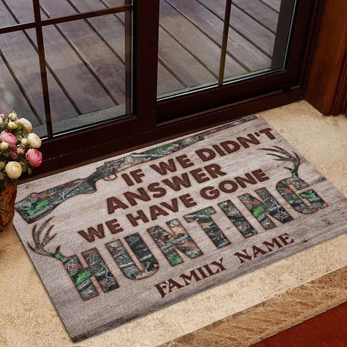 Blisscorners Personalized Hunting Rubber Doormat, Hunting If We Did't Answer Welcome Doormat, Custom Name Indoor Outdoor Door Mat, Home Decor