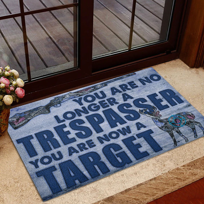 Blisscorners Hunting Rubber Doormat, Hunting You Are No Longer A Trespasser You Are Now A Target Welcome Doormat, Indoor Outdoor Door Mat, Home Decor