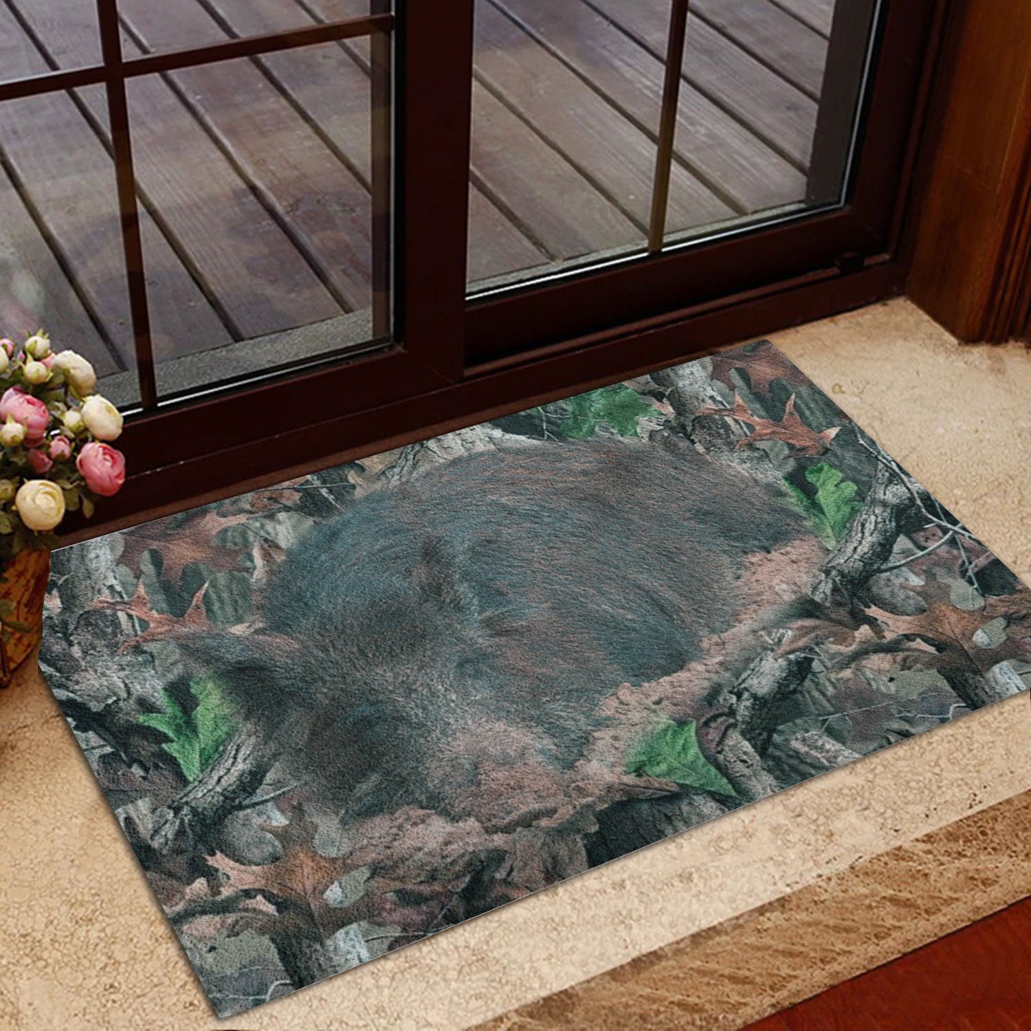Blisscorners Hunting Rubber Doormat, Hunting Boar Hunts And Hog Camo Pattern Welcome Doormat, Indoor Outdoor Door Mat, Home Decor

 LM1611