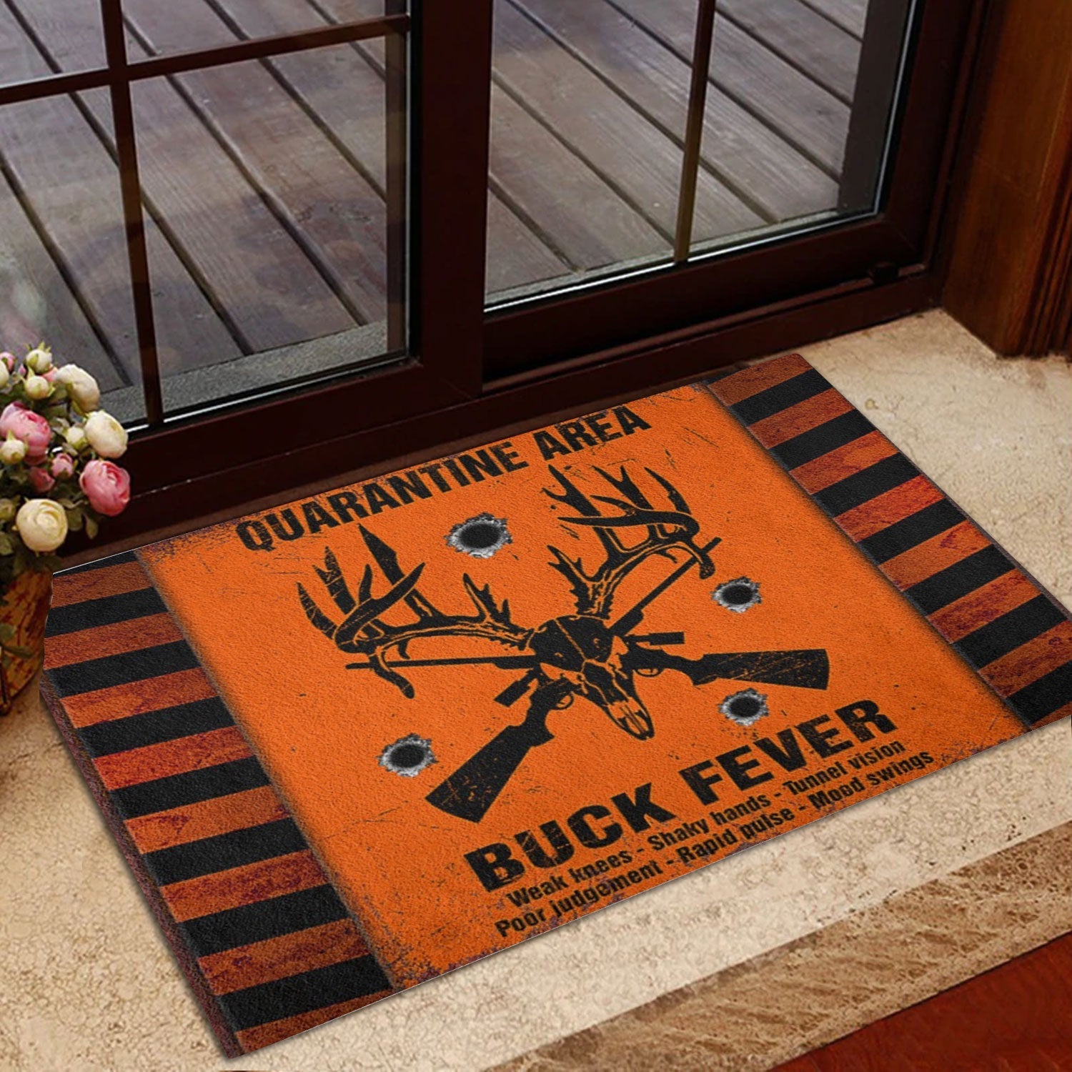 Blisscorners Hunting Rubber Doormat, Hunting Quarantime Area Buck Fever Hunter Welcome Doormat, Indoor Outdoor Door Mat, Home Decor