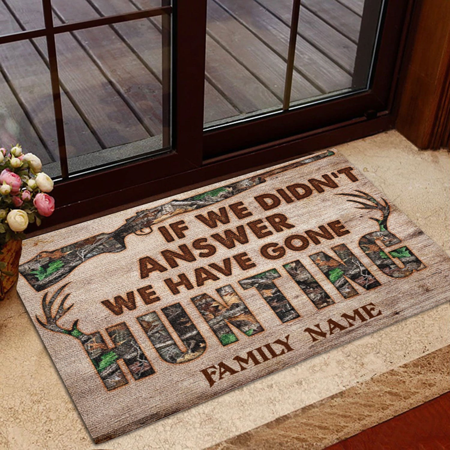 Blisscorners Personalized Hunting Rubber Doormat, Hunting If We Didn't Andswer Hunting Welcome Doormat, Custom Name Indoor Outdoor Door Mat, Home Decor
 LM1611