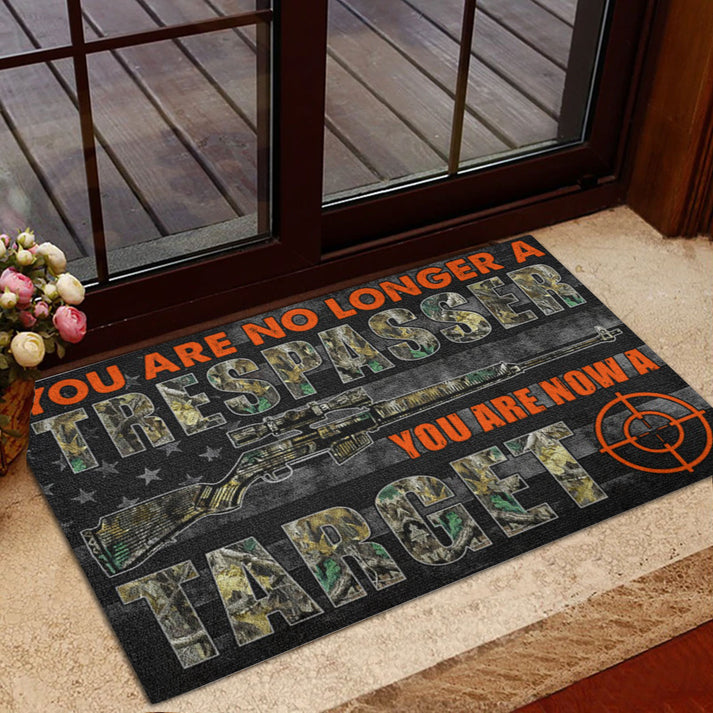 Blisscorners Personalized Hunting Rubber Doormat, Hunting You Are No Longer A Trespasser Welcome Doormat, Custom Name Indoor Outdoor Door Mat, Home Decor