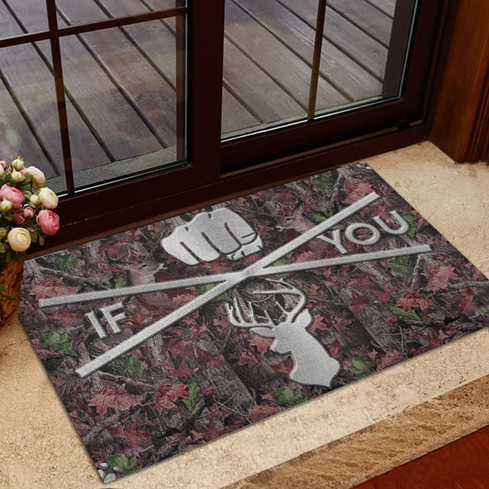 Blisscorners Personalized Hunting Rubber Doormat, Hunting If You Hunter Camo Pattern Welcome Doormat, Custom Name Indoor Outdoor Door Mat, Home Decor