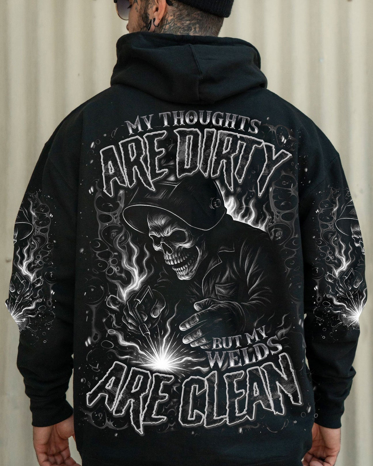 BLISSCORNERS I MAY BE OLD BUT I WAS A MECHANIC SKULL ALL OVER PRINT