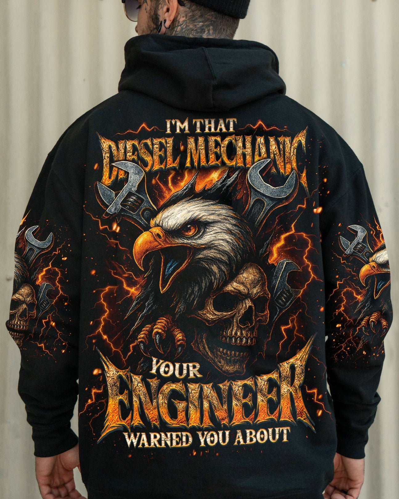 BLISSCORNERS DIESEL MECHANIC I KEEP THE BIG RIGS ROLLIN SKULL ALL OVER PRINT