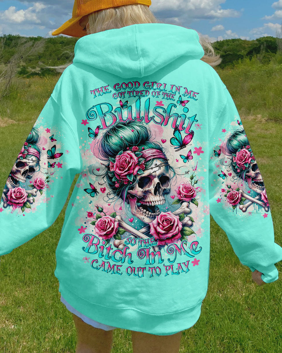 BLISSCORNERS THE GOOD GIRL IN ME MESSY BUN ALL OVER PRINT