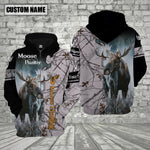 Blisscorners Moose Hunting Premium White Pattern Personalized Name 3D Shirt