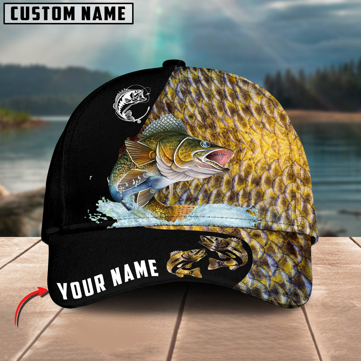Blisscorners Personalized Walleye Fishing Classic 3D Cap