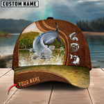 Blisscorners Personalized Catfish Fishing Water Leather Pattern Classic 3D Cap