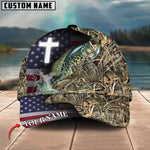 Blisscorners Personalized Crappie Fishing Grass Camo And US Flag Pattern Premium Classic 3D Cap