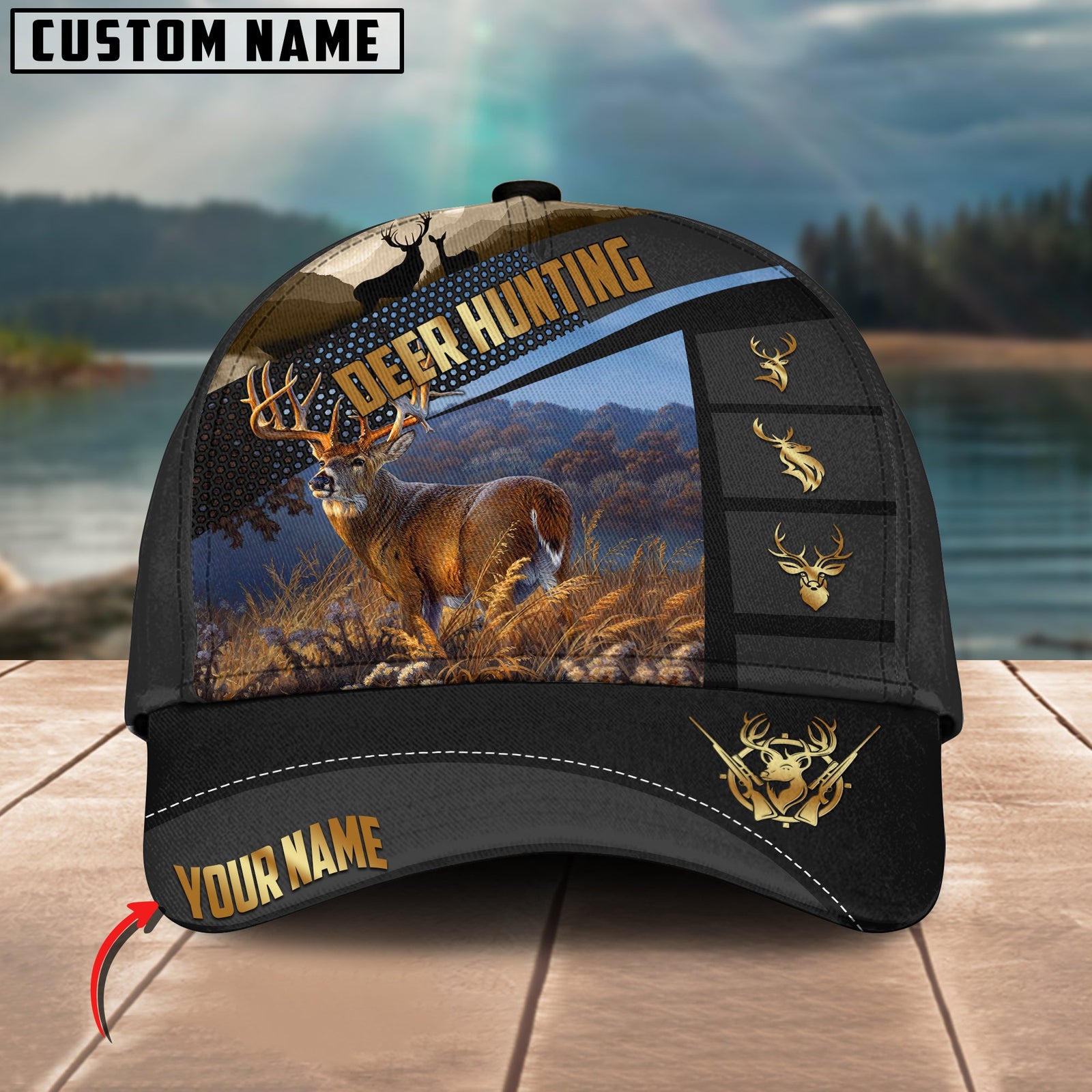 Blisscorners Deer Hunting Spot Pattern Multicolor Personalized Name 3D Cap (2 colors)